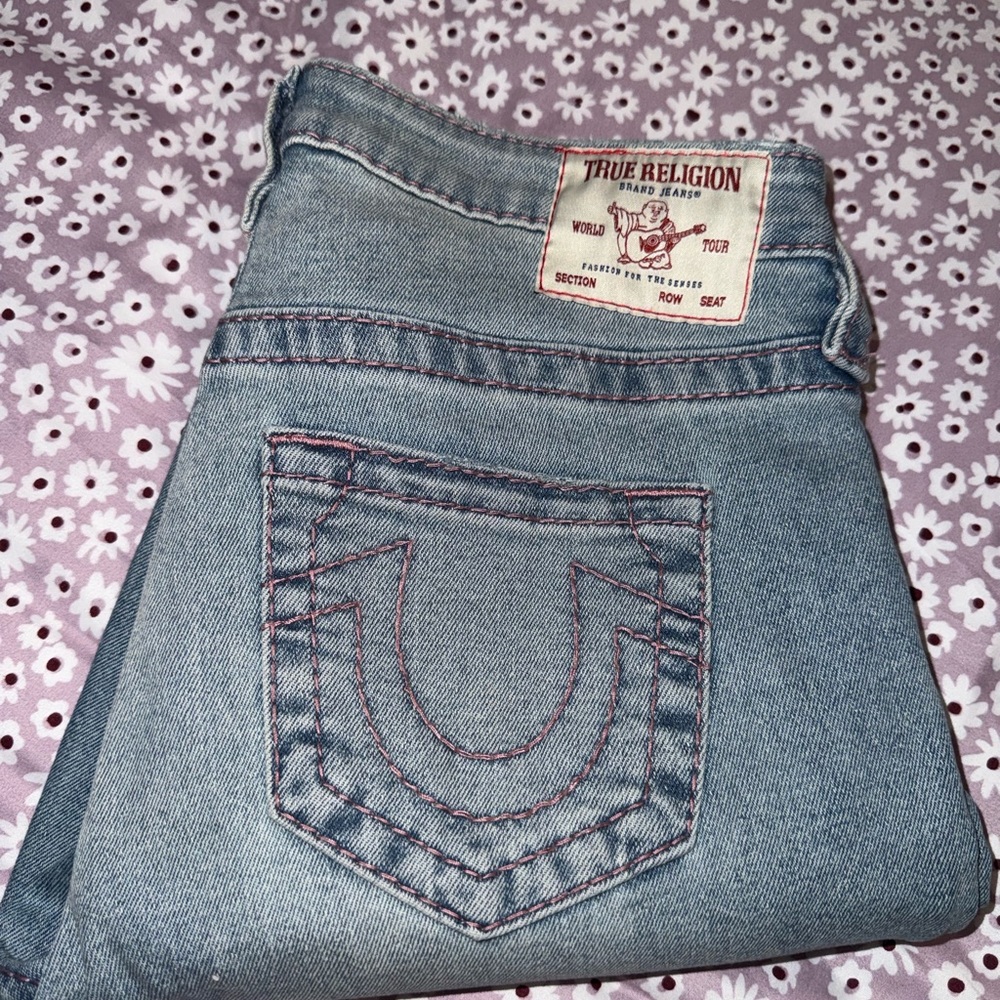 True Religion Women's Light Blue Mid Rise Super Skinny Jeans